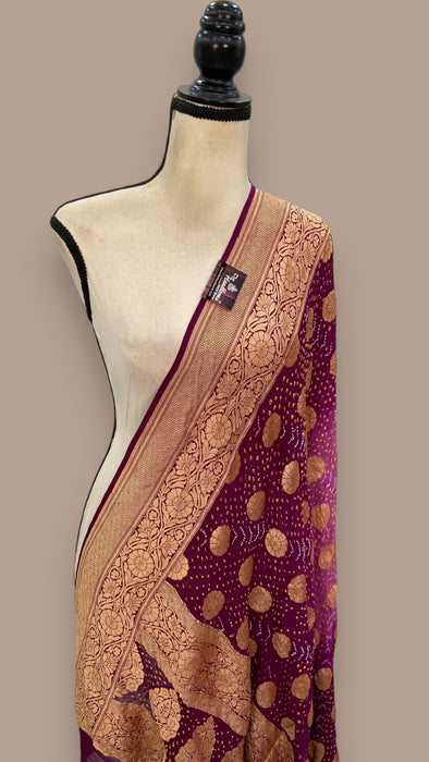 Pure Georgette Banarasi Bandhej Handloom Dupatta