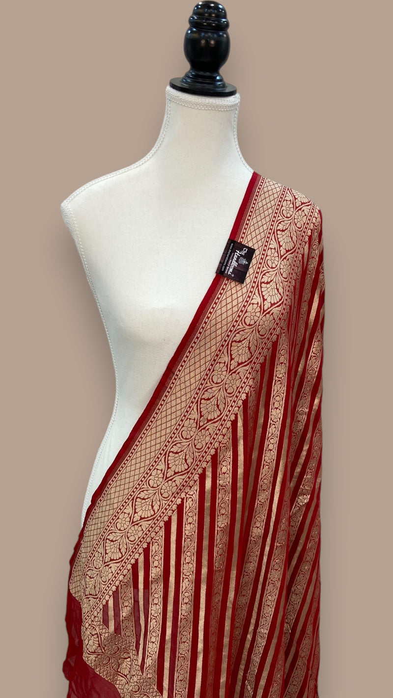 Khaddi Georgette Handloom Banarasi Dupatta - The Handlooms