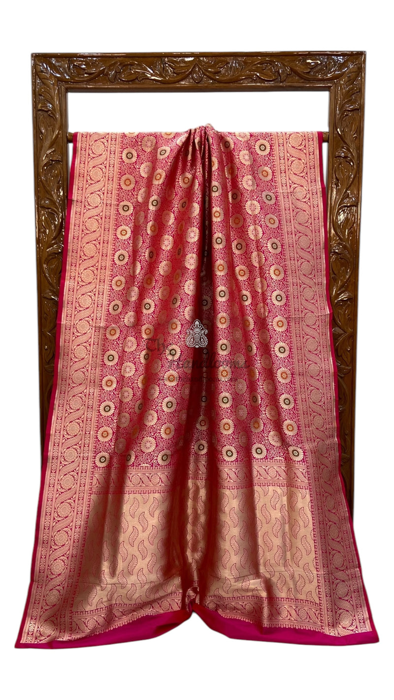 Pure Katan Silk Banarasi Handloom Saree - Tanchui Brocade With Meenakari - The Handlooms