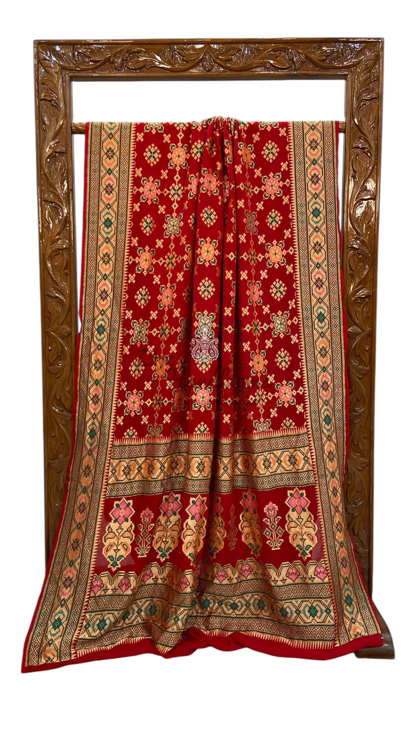 Pure Georgette Banarasi Handloom Saree - with meenakari work - The Handlooms