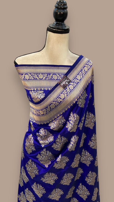 Pure Katan Silk Banarasi Handloom Saree - All over Jaal work with Meenakari