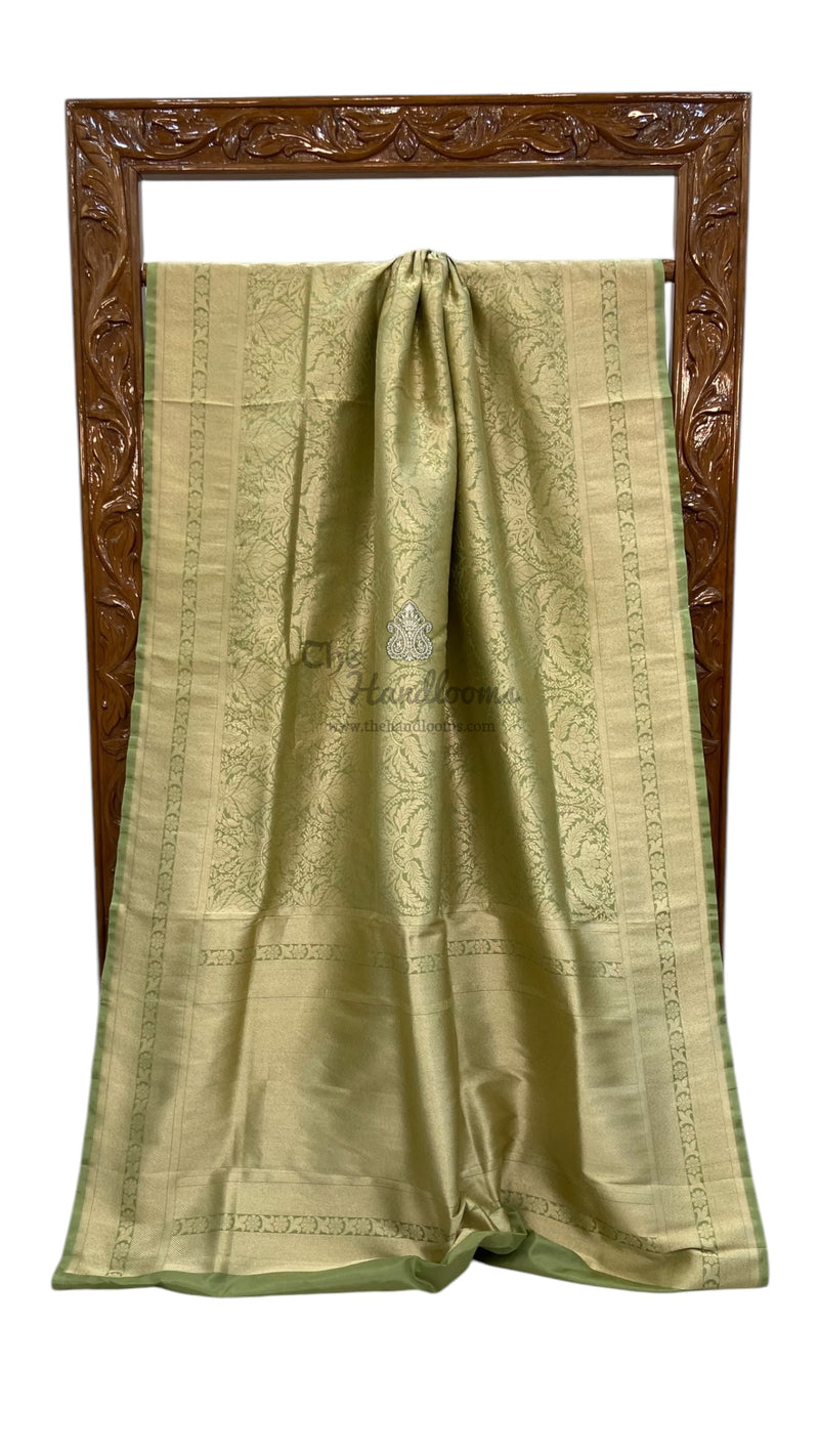 Regal Pure Katan Silk Banarasi Saree – Handwoven Tanchui Brocade - The Handlooms