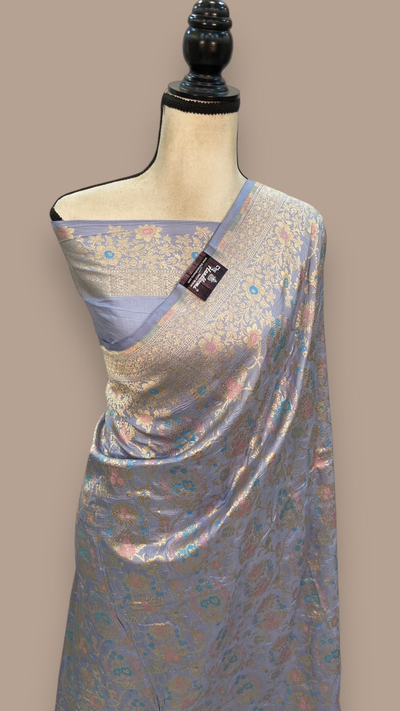 Pure Katan Silk Banarasi Handloom Saree - All over Jaal work - With Meenakari - The Handlooms