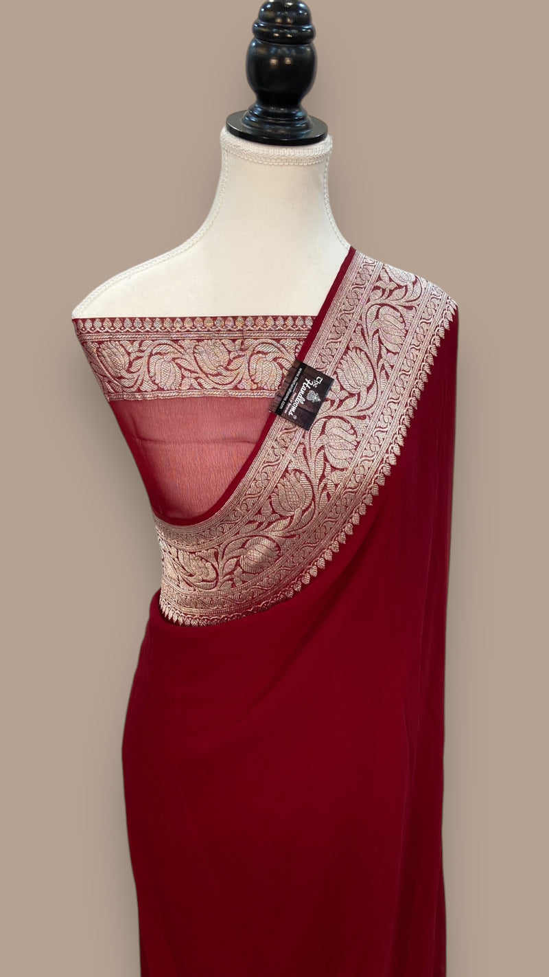 Pure Georgette Banarasi Handloom Saree - The Handlooms