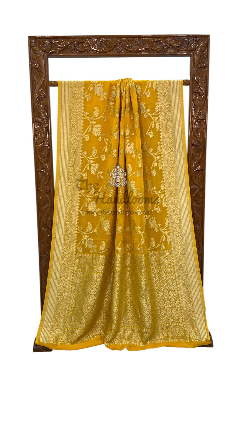 Khaddi Georgette Handloom Banarasi Saree - The Handlooms