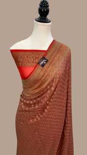 Khaddi Georgette Handloom Banarasi Saree -  Antique zari - The Handlooms