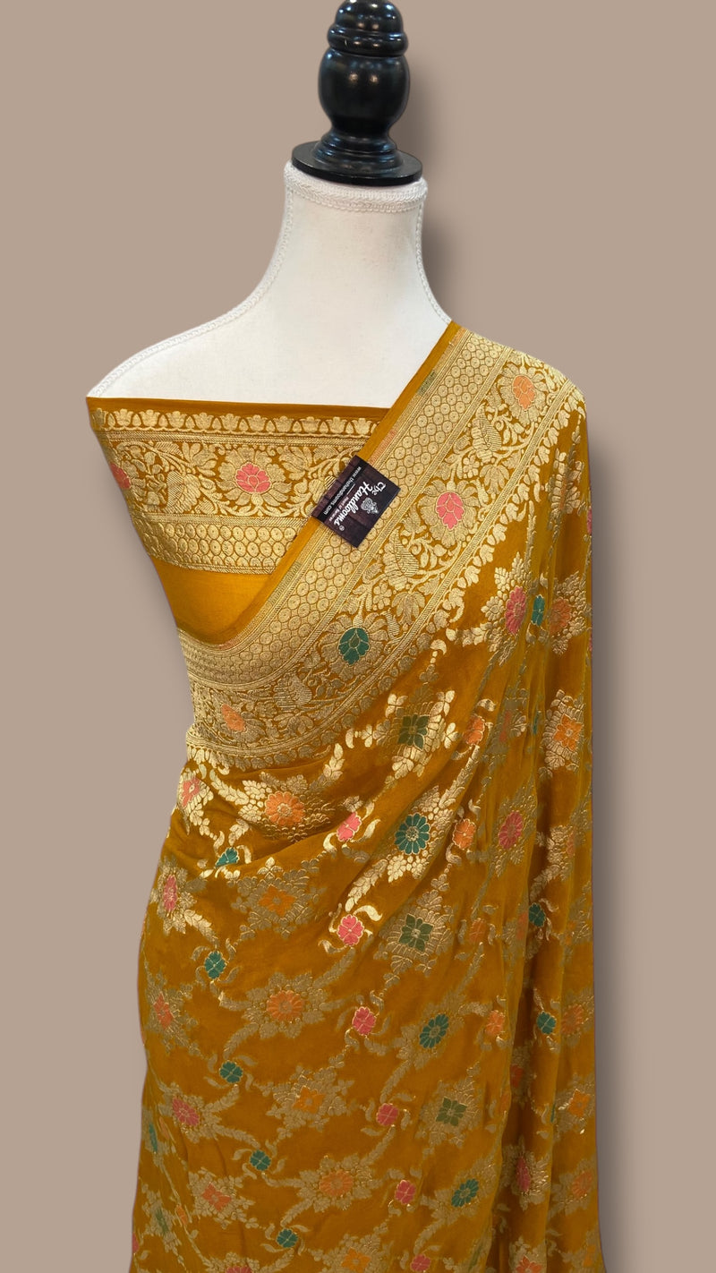 Pure Georgette Banarasi Handloom Saree - with meenakari work - The Handlooms