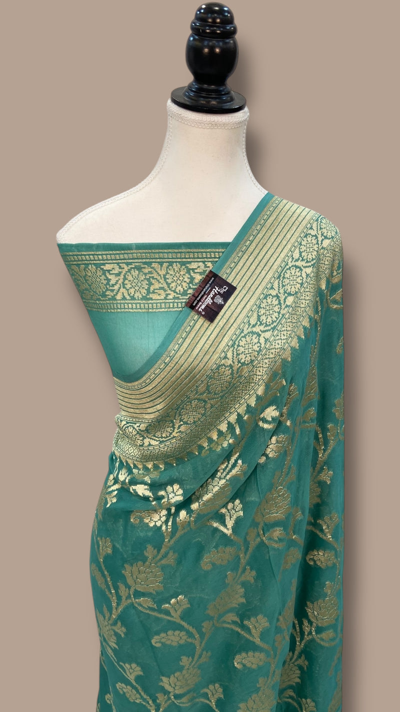 Khaddi Georgette Handloom Banarasi Saree - The Handlooms