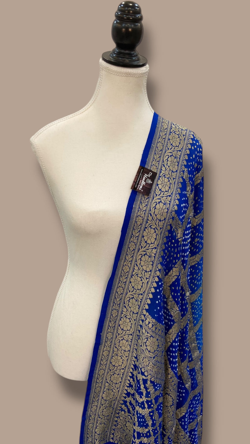 Pure Georgette Banarasi Bandhej Handloom Dupatta - The Handlooms