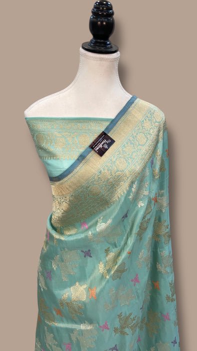 Pure Katan Tissue Silk Banarasi Handloom Saree - All over Kadiyal Jaal Work