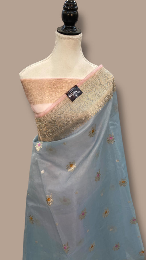 Pure Kora Handloom Banarasi All Over Kadua Motifs Saree - The Handlooms