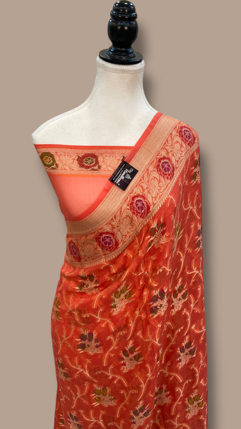 Pure Chiffon Khaddi Banarasi Saree - The Handlooms