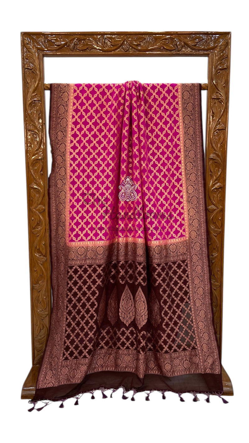 Pure Khaddi Georgette Banarasi Saree -  Gold zari - The Handlooms