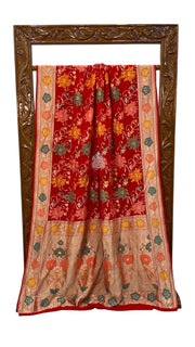 Pure Khaddi Georgette Handloom Banarasi Saree - All over Jaal Work With Meenakari - The Handlooms
