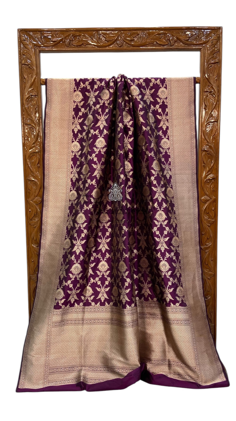 Pure Katan Silk Banarasi Handloom Saree - All over Jaal work - The Handlooms