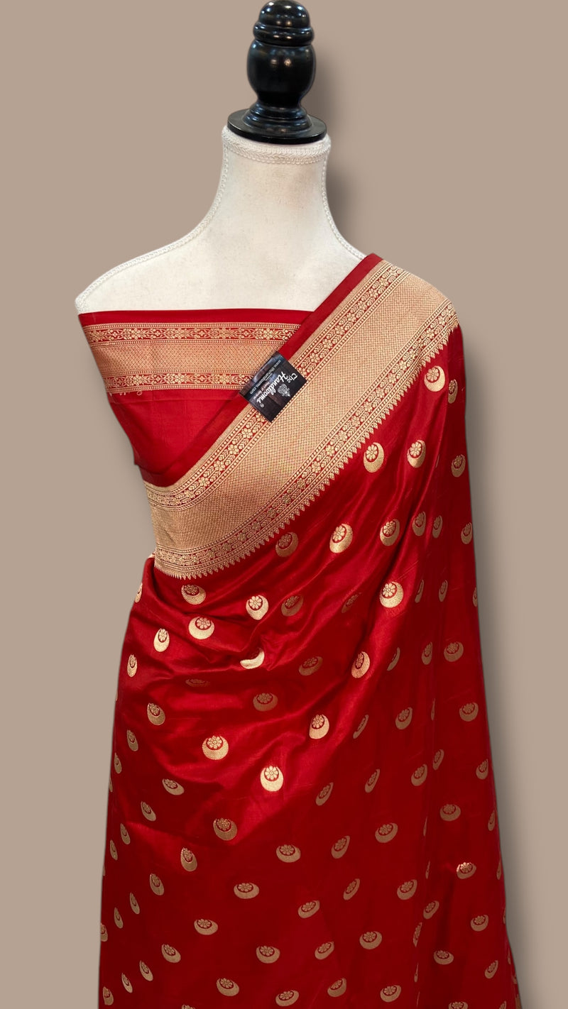 Pure Katan Silk Banarasi Handloom Saree - All over Jaal work - The Handlooms