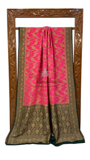 Khaddi Georgette Handloom Banarasi Saree -  Antique zari - The Handlooms