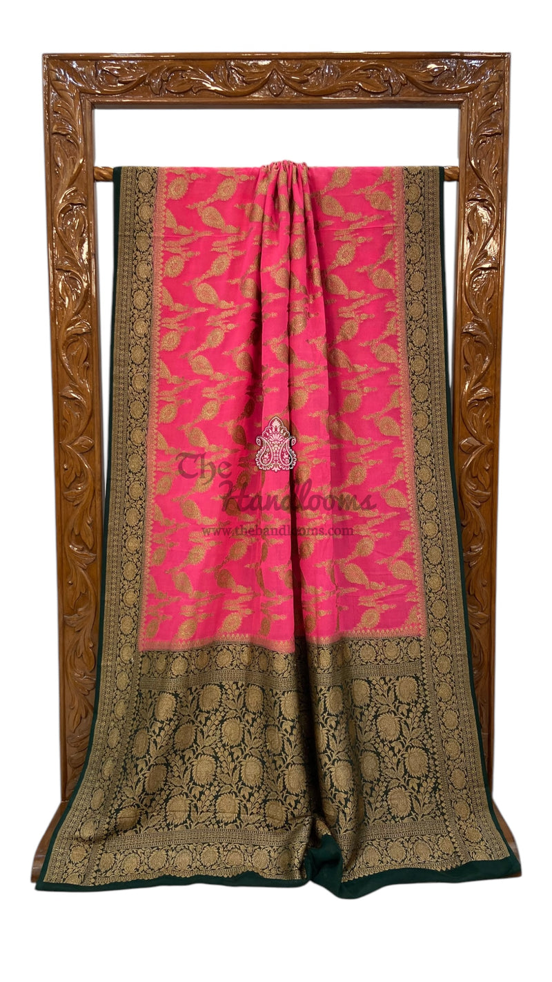 Khaddi Georgette Handloom Banarasi Saree -  Antique zari - The Handlooms