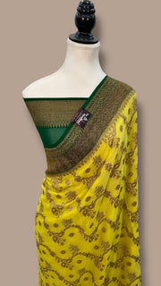 Khaddi Georgette Handloom Banarasi Saree - Antique Zari - The Handlooms