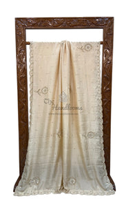 Pure katan Silk Handloom Banarasi Saree with Handwork: Zardozi, Diamond Chain, Katdana, and Abla Detailing - The Handlooms