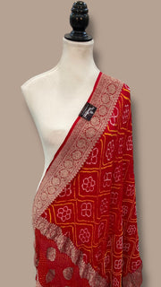 Pure Georgette Banarasi Bandhej Handloom - The Handlooms