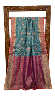Tussar Silk Handloom Banarasi Saree With Chikankari - The Handlooms