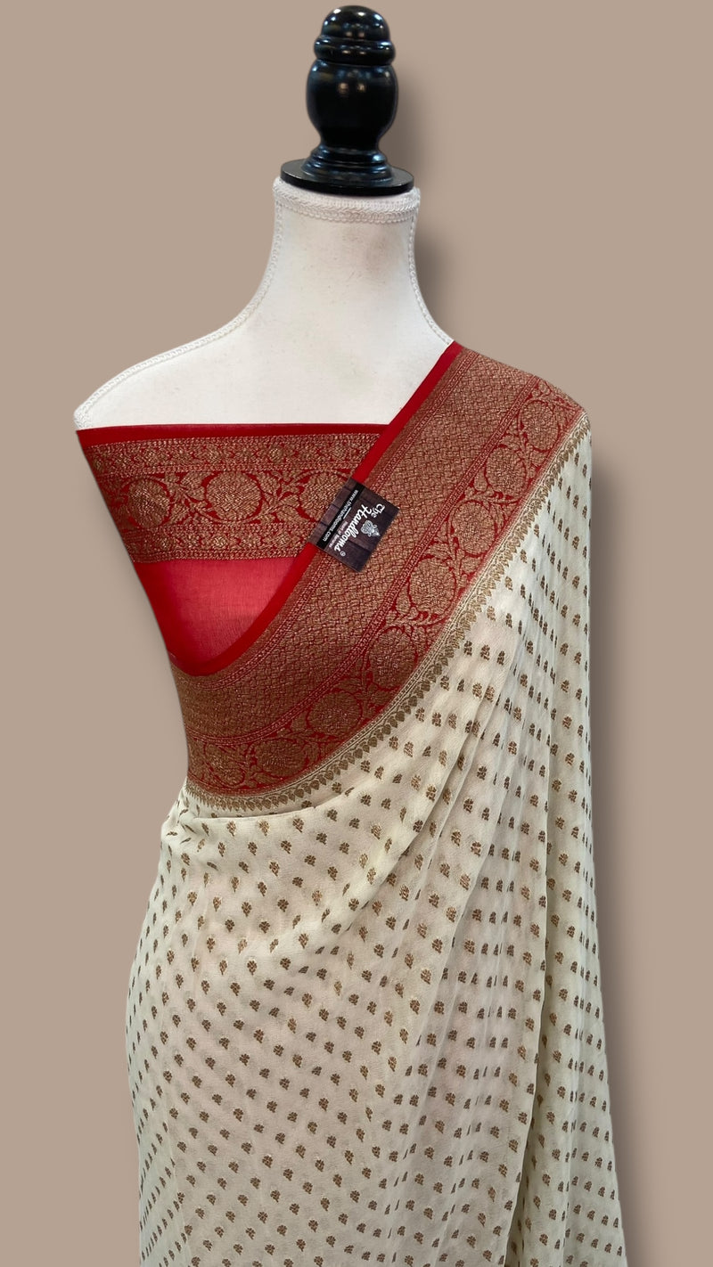 Pure Khaddi Georgette Handloom Banarasi Saree - The Handlooms