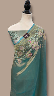 Pure Tissue Handloom Banarasi Saree With Chikankari - The Handlooms