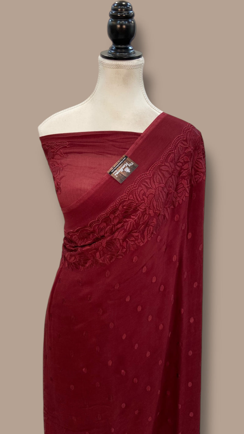 Pure Georgette Chikankari Handloom Banarasi Saree - The Handlooms
