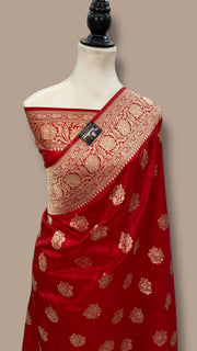 Pure Katan Silk Banarasi Handloom Saree - All Over Jaal Work - The Handlooms