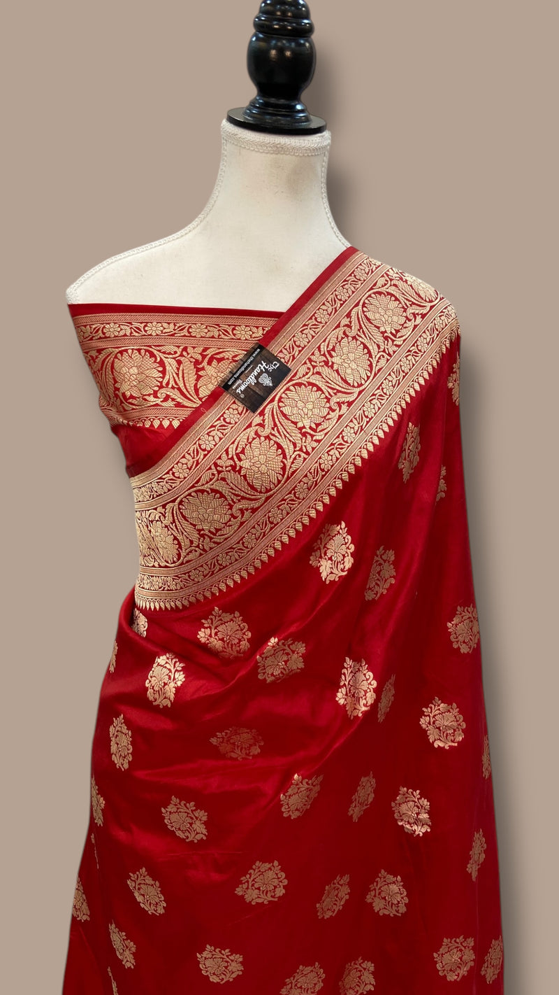 Pure Katan Silk Banarasi Handloom Saree - All Over Jaal Work - The Handlooms