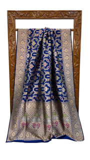 Pure Katan Silk Banarasi Handloom Saree - All Over Jaal Work With Meenakari - The Handlooms