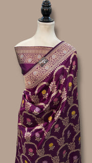 Katan Silk Banarasi Handloom Saree - All over Jaal work With Meenakari - The Handlooms