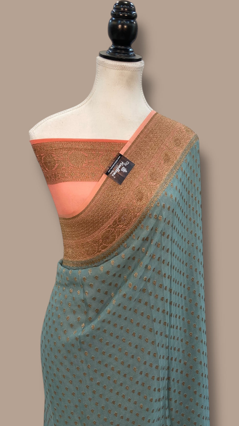 Pure Khaddi Georgette Handloom Banarasi Saree - The Handlooms