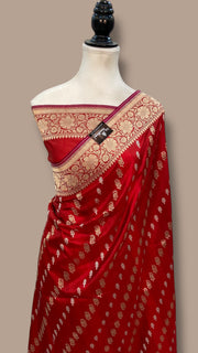 Pure Katan Silk Banarasi Handloom Saree - All over kadiyal Jaal work - The Handlooms