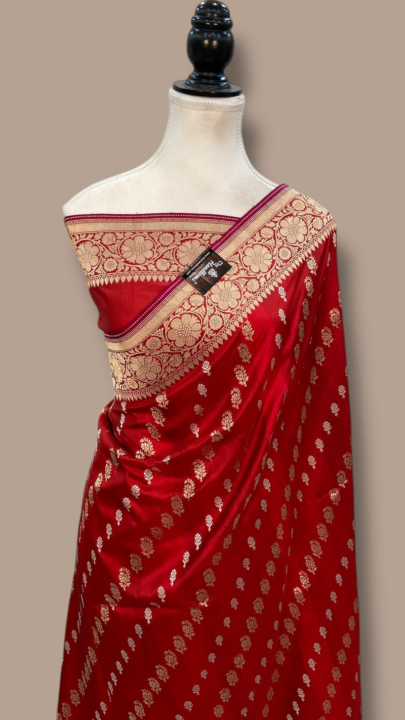 Pure Katan Silk Banarasi Handloom Saree - All over kadiyal Jaal work - The Handlooms