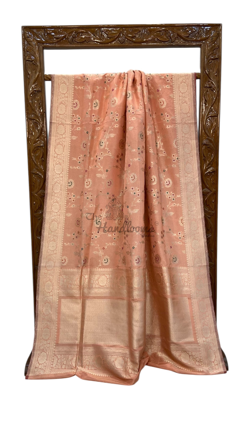 Pure Katan Tissue Silk Banarasi Handloom Saree - All over kadiyal Jaal work With Meenakari - The Handlooms