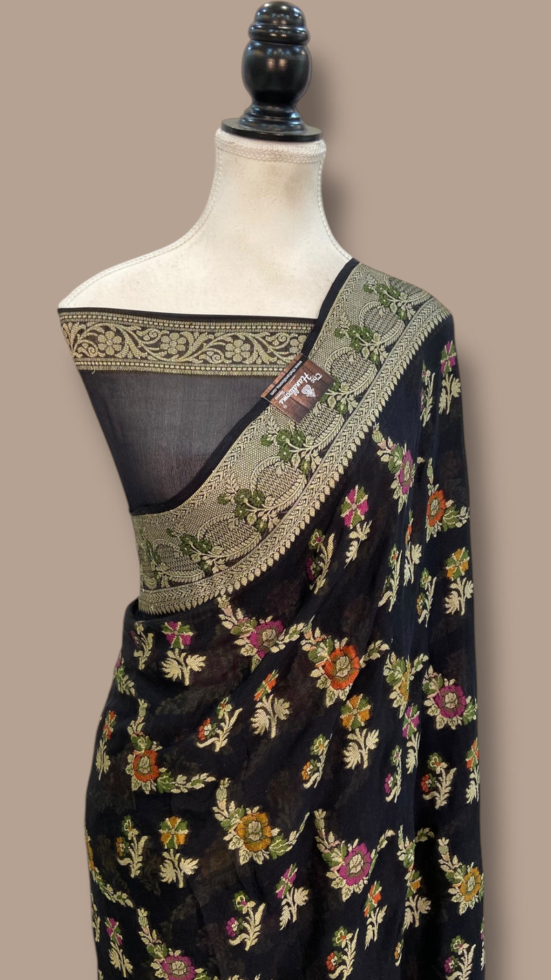 Pure Chiffon Khaddi Banarasi Saree - The Handlooms