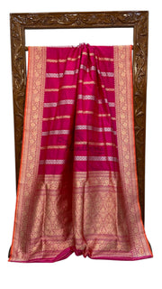 Pure Katan Silk Banarasi Handloom Saree - All over soona roopa  Kadua stripe - The Handlooms