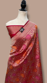 Regal Pure Katan Silk Banarasi Saree – Handwoven Tanchui Brocade - The Handlooms
