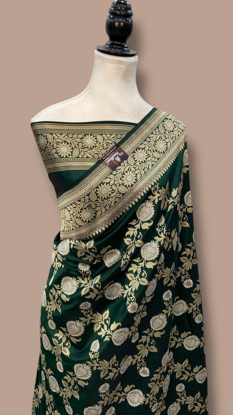Pure Katan Silk Banarasi Handloom Saree - All over kadiyal Jaal work - The Handlooms