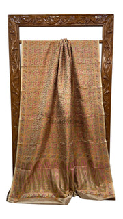 Regal Pure Katan Jamdani Silk Banarasi Saree – Handwoven Tanchui Brocade - The Handlooms