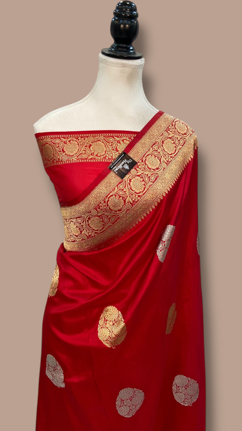 Pure Katan Silk Banarasi Handloom Saree - All Over Sona Roopa Kadua Boota - The Handlooms