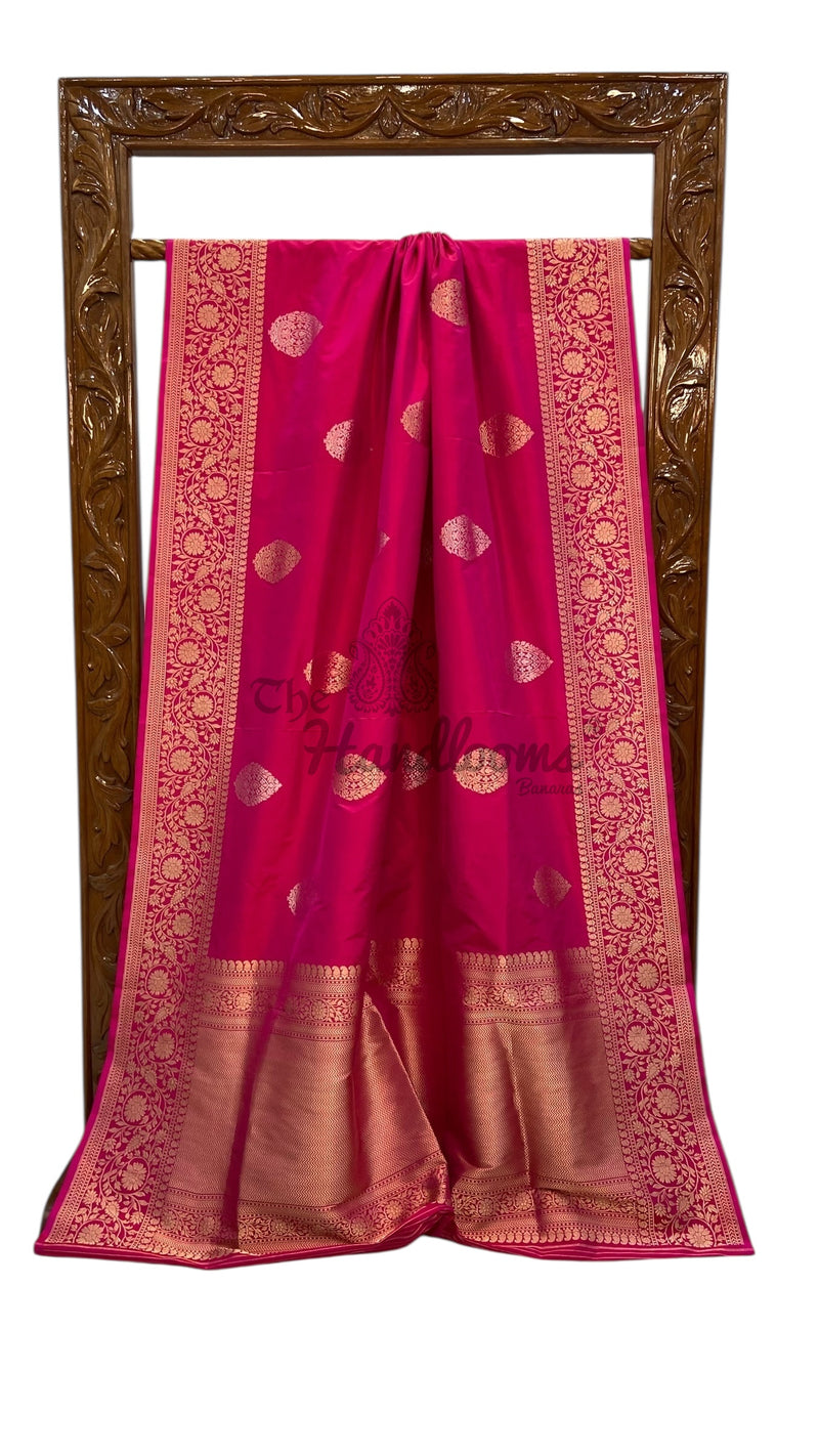 Pure Katan Silk Banarasi Handloom Saree - All Over Sona Roopa Kadua Boota - The Handlooms