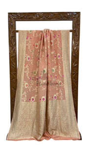 Moonga Georgette Handloom Banarasi Saree - All Over Jaal Work With Meenakari - The Handlooms