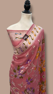 Pure Tussar Georgette Brocade Handloom Banarasi Saree - The Handlooms