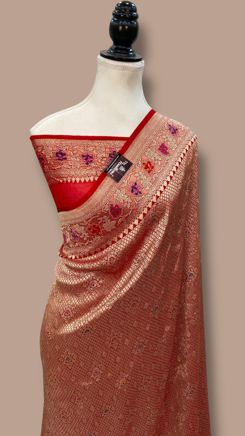 Khaddi Georgette Handloom Banarasi Saree - Tanchui Brocade - The Handlooms