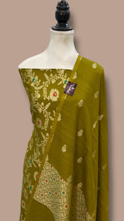 Pure Moonga Silk Banarasi Dress Material - The Handlooms