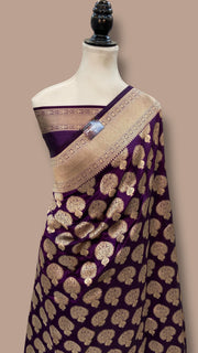 Pure Katan Silk Banarasi Handloom Saree - All over jaal work - The Handlooms