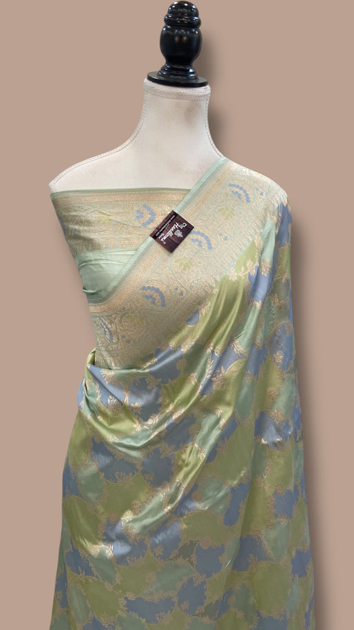 Multicolor Pure Katan Silk Banarasi Handloom Saree - All over Jaal Work With Rangkart - The Handlooms